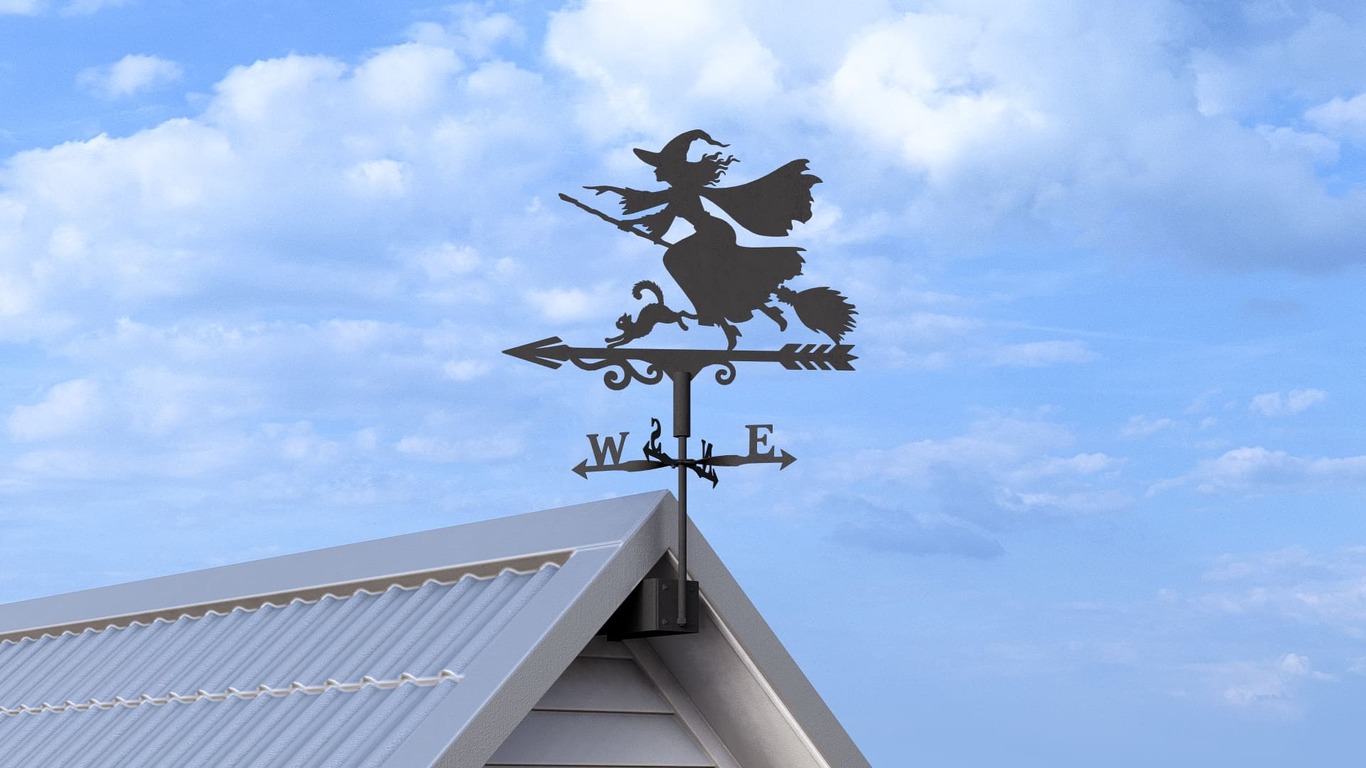 Witch Weather Vane V4 Three Sizes. DXF, SVG files for plasma, laser cutting. Weathervane roof decor. Фото 4