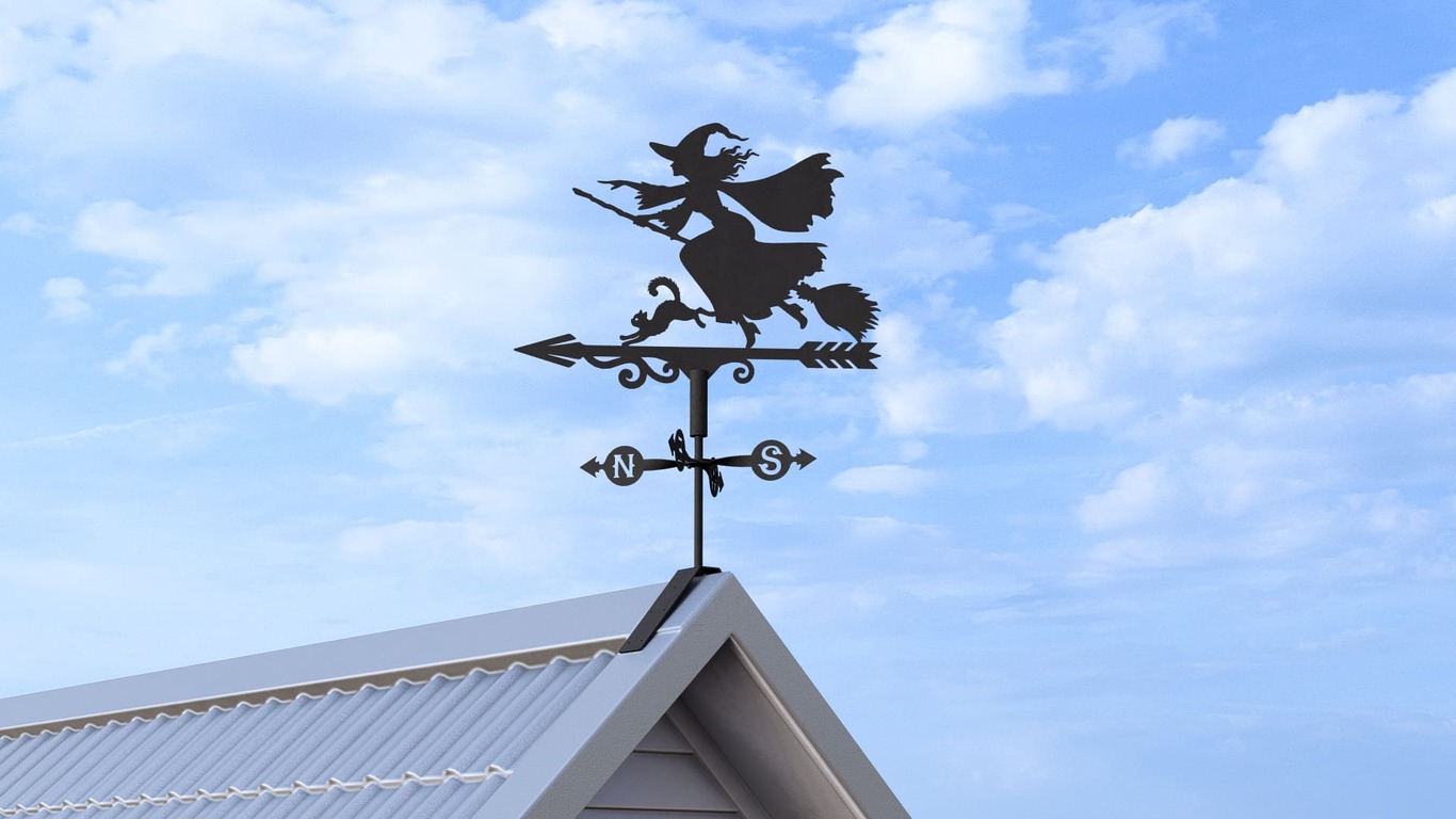 Witch Weather Vane V4 Three Sizes. DXF, SVG files for plasma, laser cutting. Weathervane roof decor. Фото 6