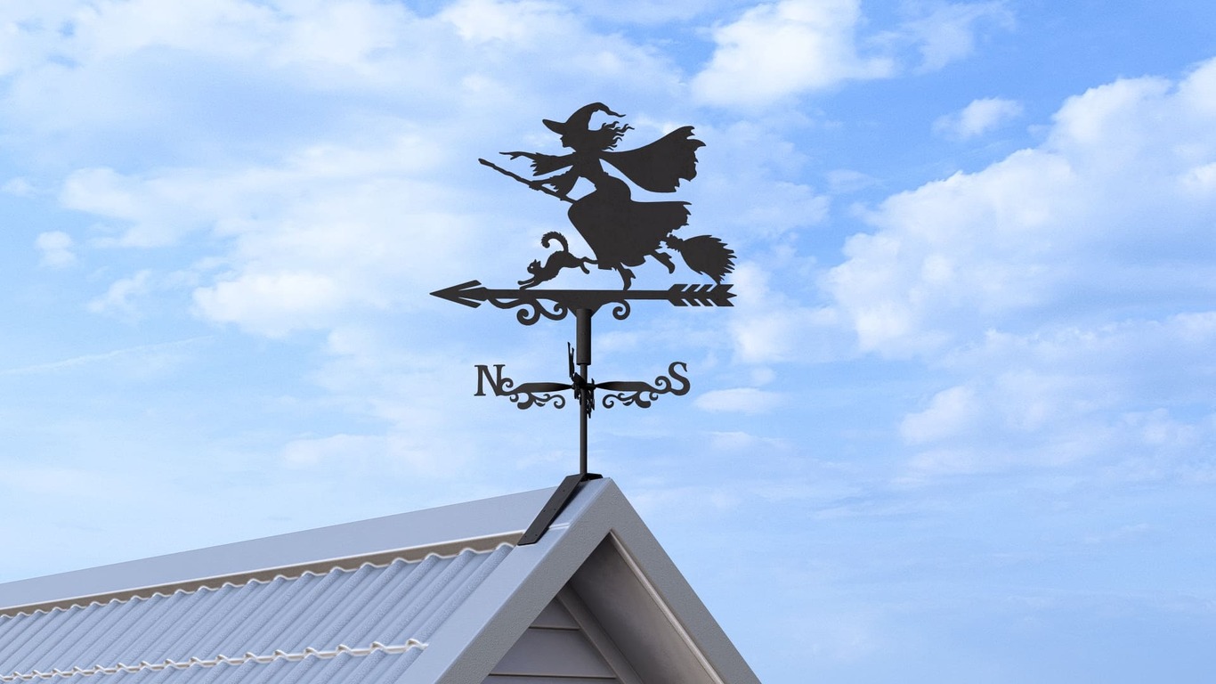 Witch Weather Vane V4 Three Sizes. DXF, SVG files for plasma, laser cutting. Weathervane roof decor. Фото 7