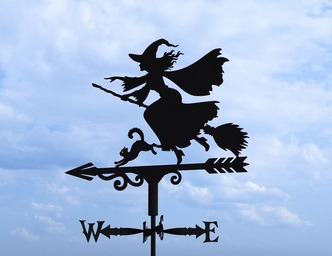 Witch Weather Vane V4 Three Sizes. DXF, SVG files for plasma, laser cutting. Weathervane roof decor