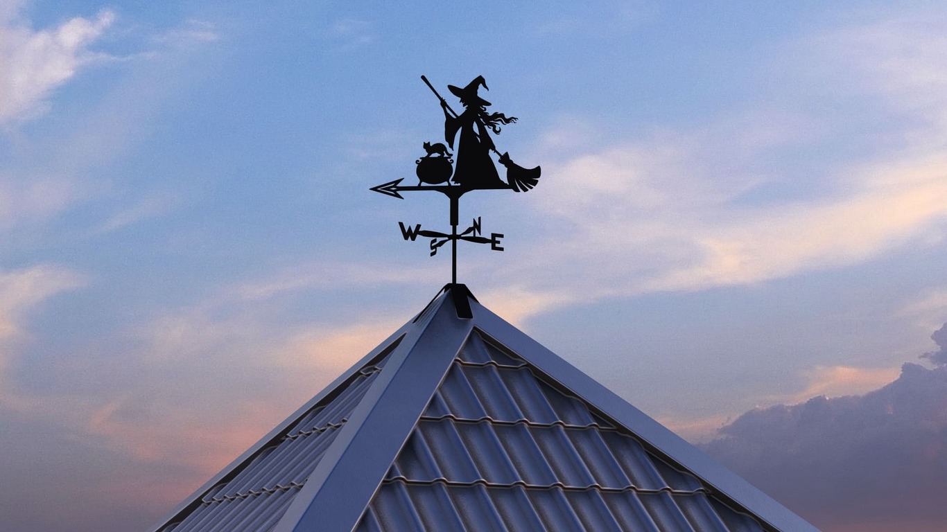 Witch Weather Vane V5 Three Sizes. DXF, SVG files for plasma, laser cutting. Weathervane roof decor. Фото 6