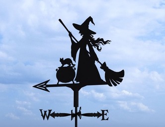 Witch Weather Vane V5 Three Sizes. DXF, SVG files for plasma, laser cutting. Weathervane roof decor