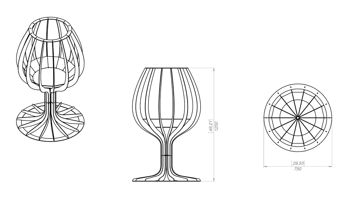 Wine glass 49" Fire Pit. DXF, SVG files for laser, plasma cutting. Фото 16