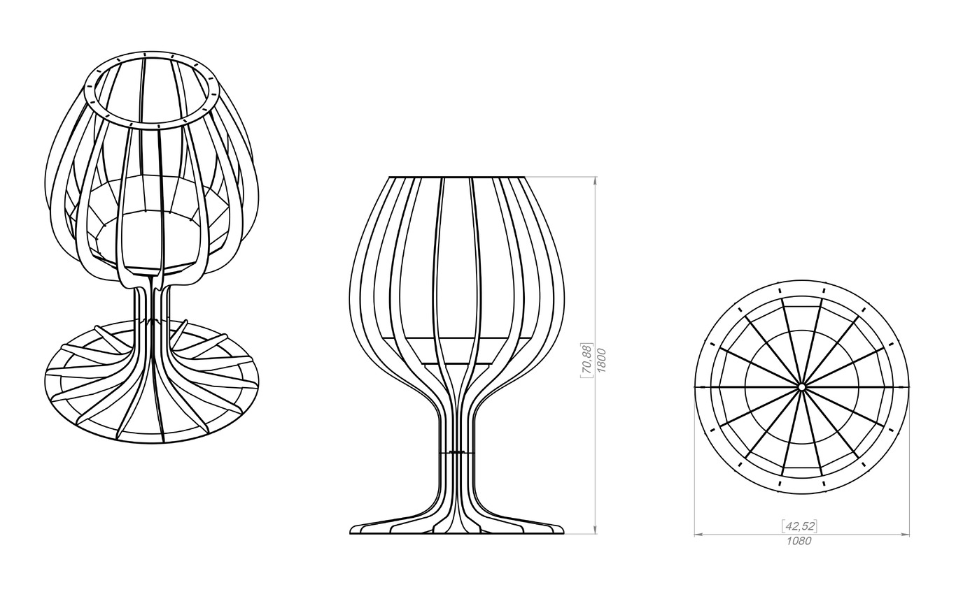 Wine glass 71" Fire Pit. DXF, SVG files for laser, plasma cutting. Фото 15