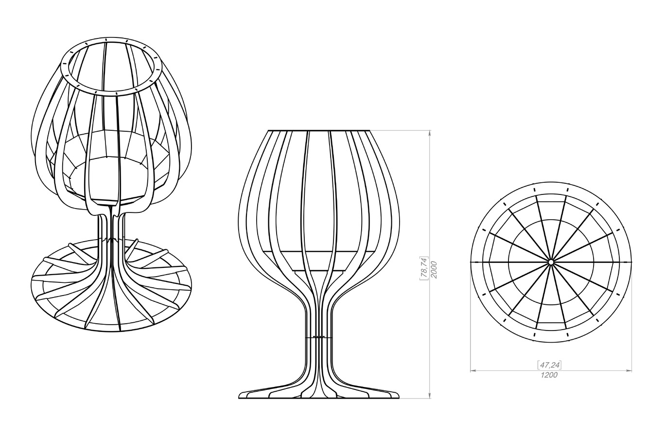 Wine glass 79" Fire Pit. DXF, SVG files for laser, plasma cutting. Фото 14