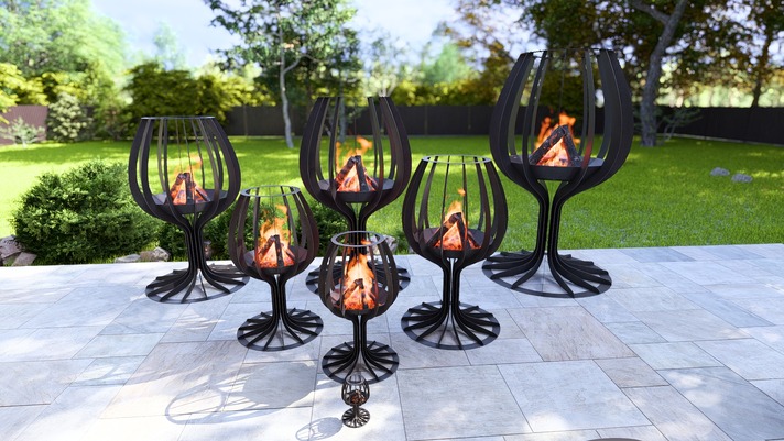 Wine glass Fire Pit Seven Sizes. DXF, SVG files for laser, plasma cutting