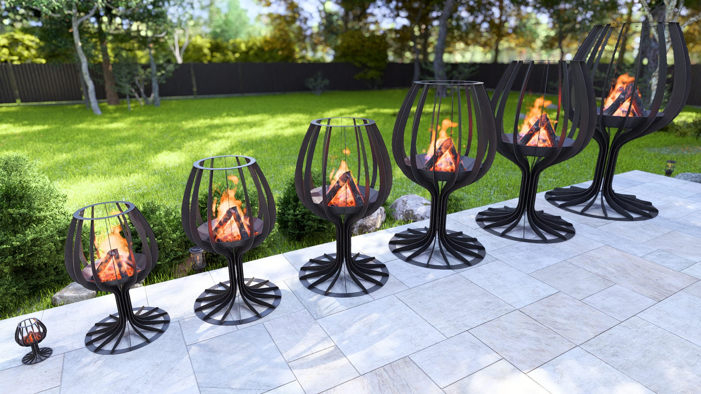 Wine glass Fire Pit Seven Sizes. DXF, SVG files for laser, plasma cutting. Фото 2