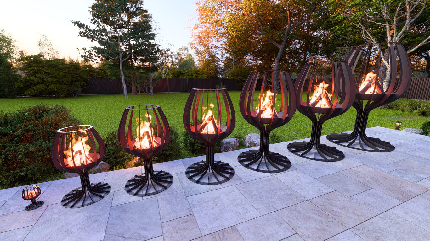 Wine glass Fire Pit Seven Sizes. DXF, SVG files for laser, plasma cutting. Фото 3