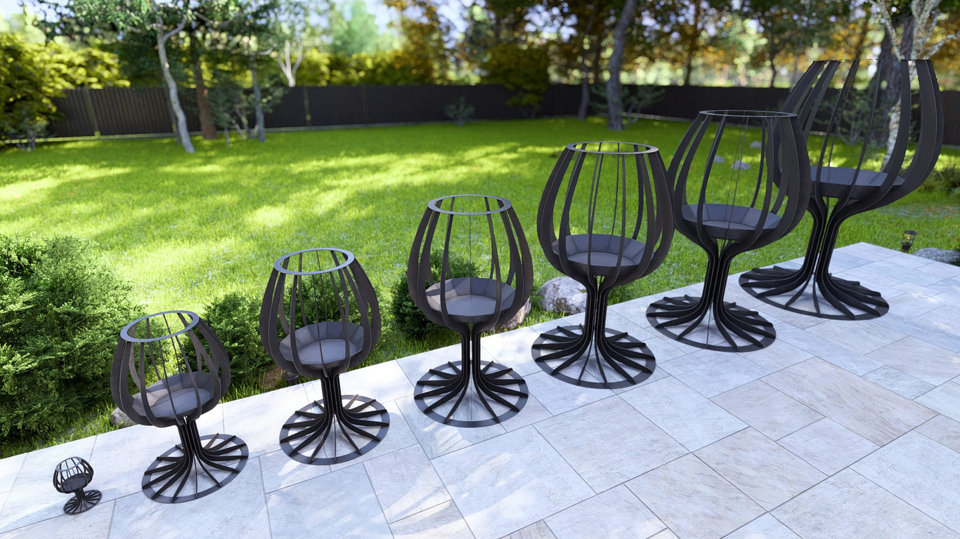 Wine glass Fire Pit Seven Sizes. DXF, SVG files for laser, plasma cutting. Фото 5