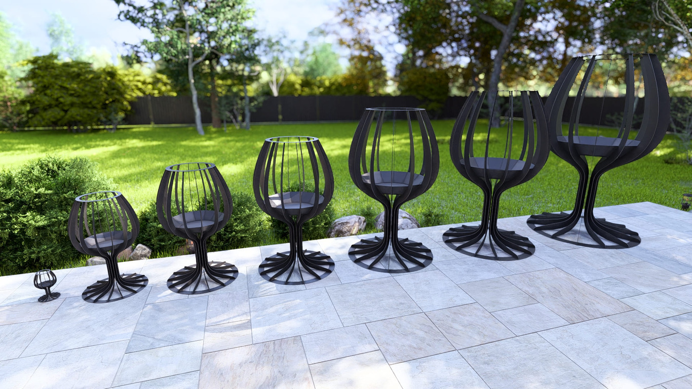 Wine glass Fire Pit Seven Sizes. DXF, SVG files for laser, plasma cutting. Фото 4