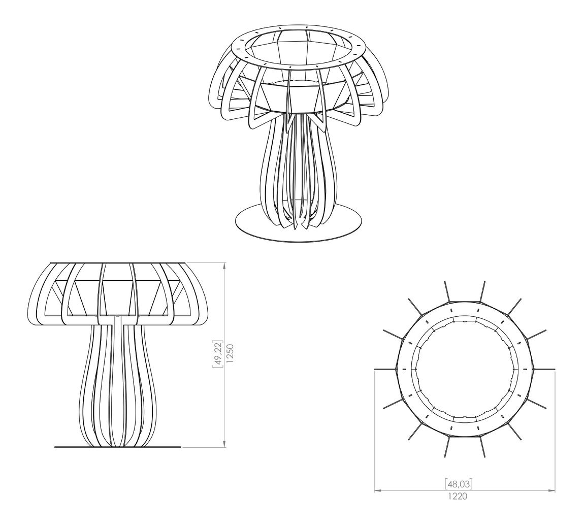 Mushroom 48" Fire Pit. DXF, SVG files for plasma, laser cutting. Фото 17