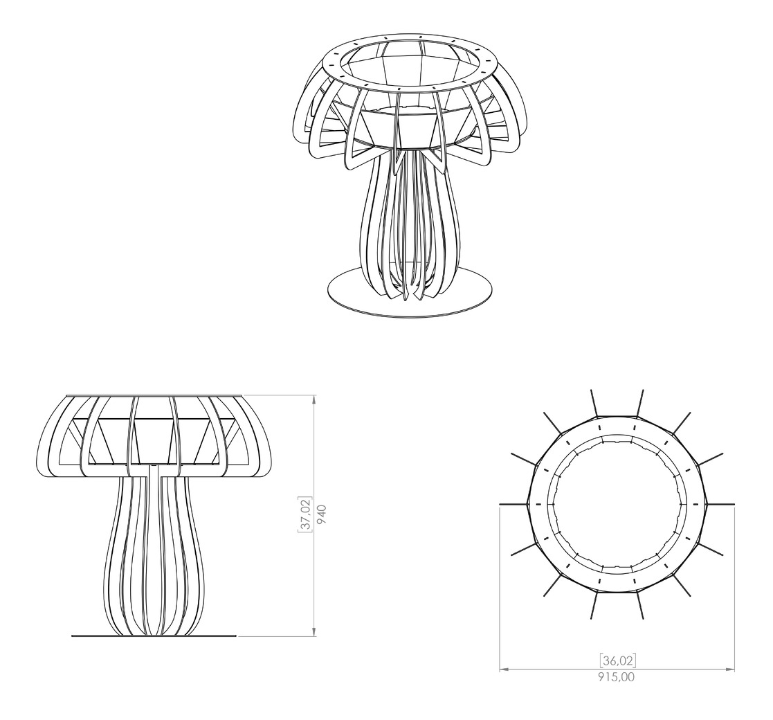 Mushroom 36" Fire Pit. DXF, SVG files for plasma, laser cutting. Фото 18