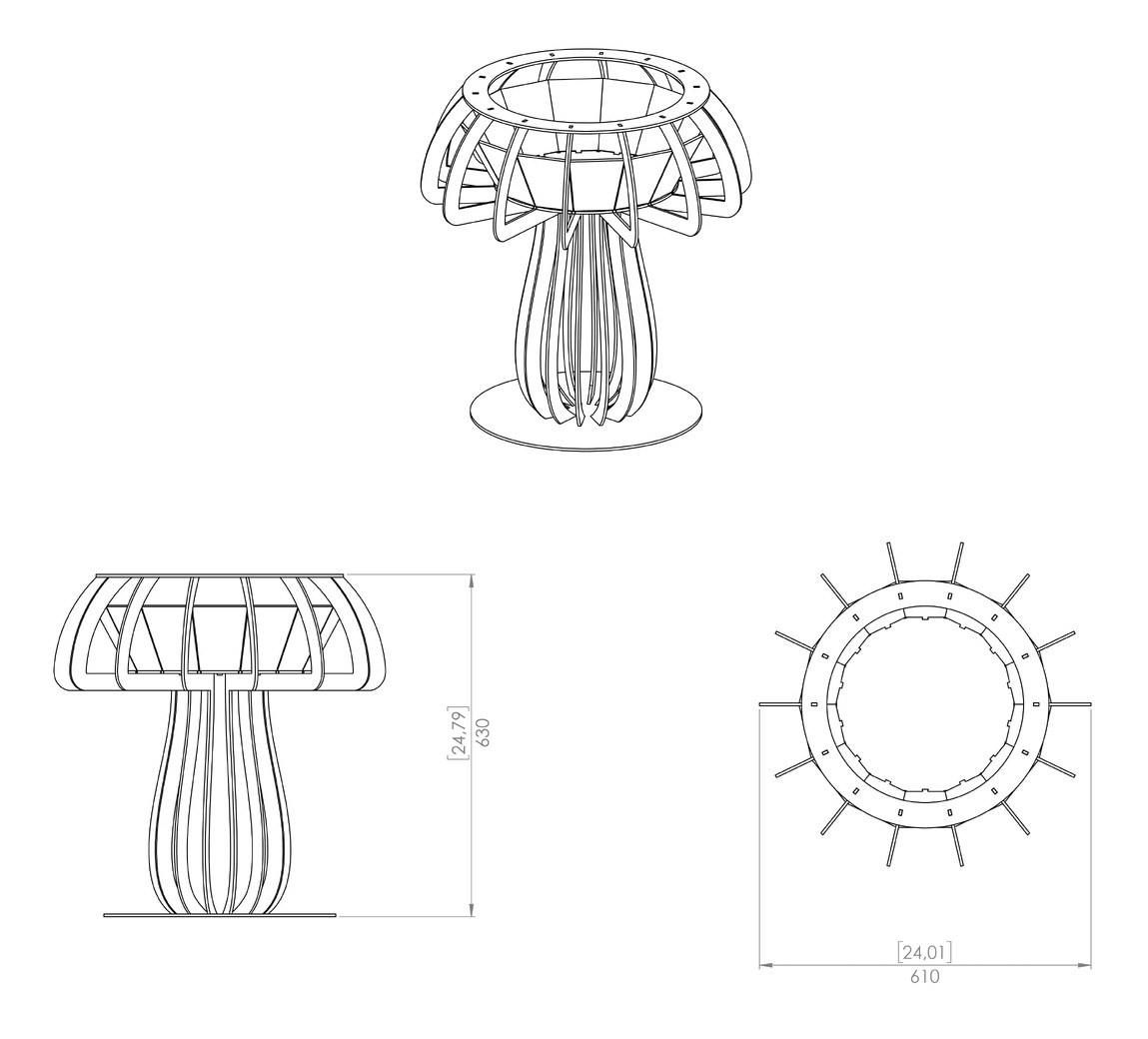 Mushroom 24" Fire Pit. DXF, SVG files for plasma, laser cutting. Фото 18