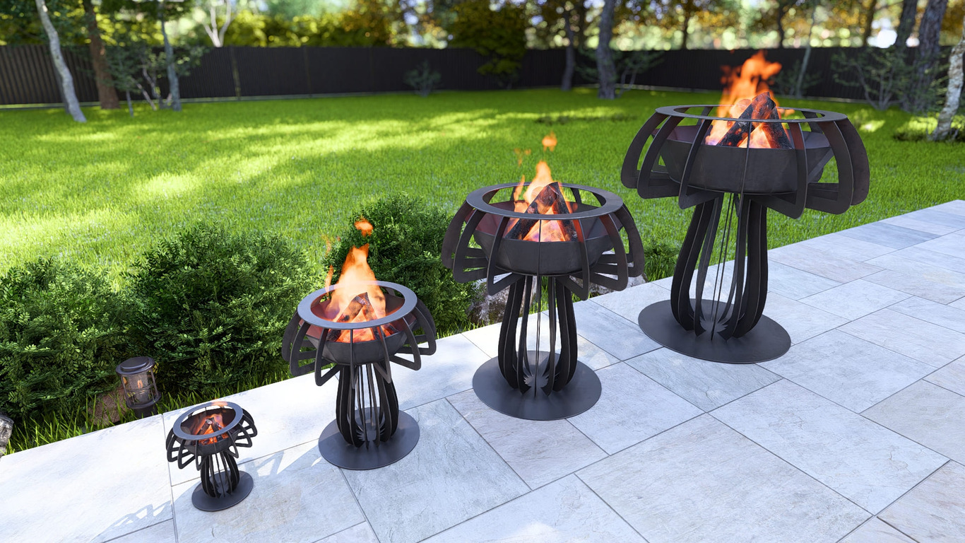 Mushroom Fire Pit Four Sizes. DXF, SVG files for plasma, laser cutting. Фото 2