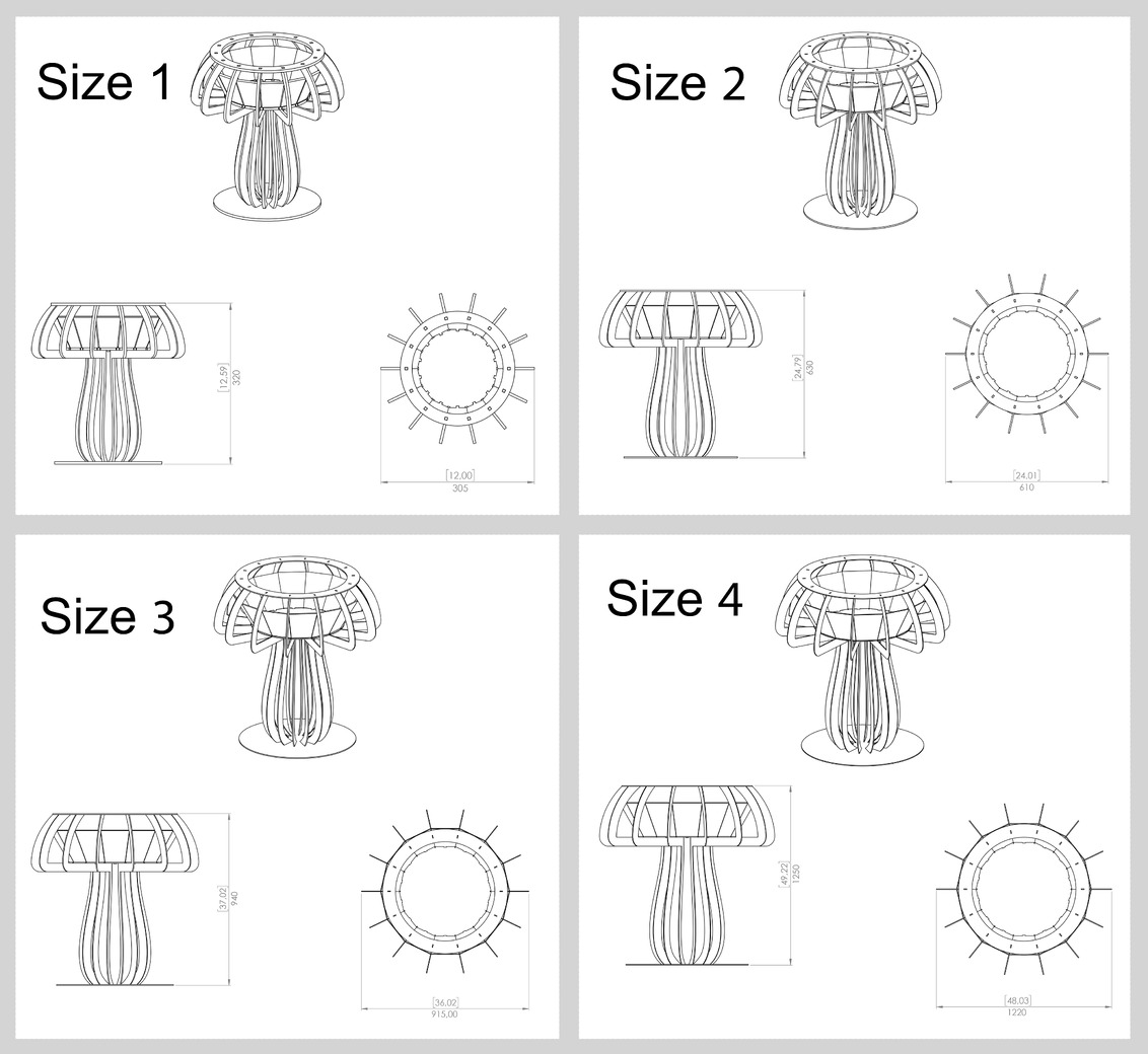 Mushroom Fire Pit Four Sizes. DXF, SVG files for plasma, laser cutting. Фото 14