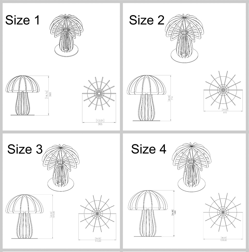 Decorațiune în formă de ciupercă (patru dimensiuni) pentru grădină, curte sau casă. Fișiere DXF, SVG pentru tăiere cu plasmă și laser. Decor pentru curte. Фото 8