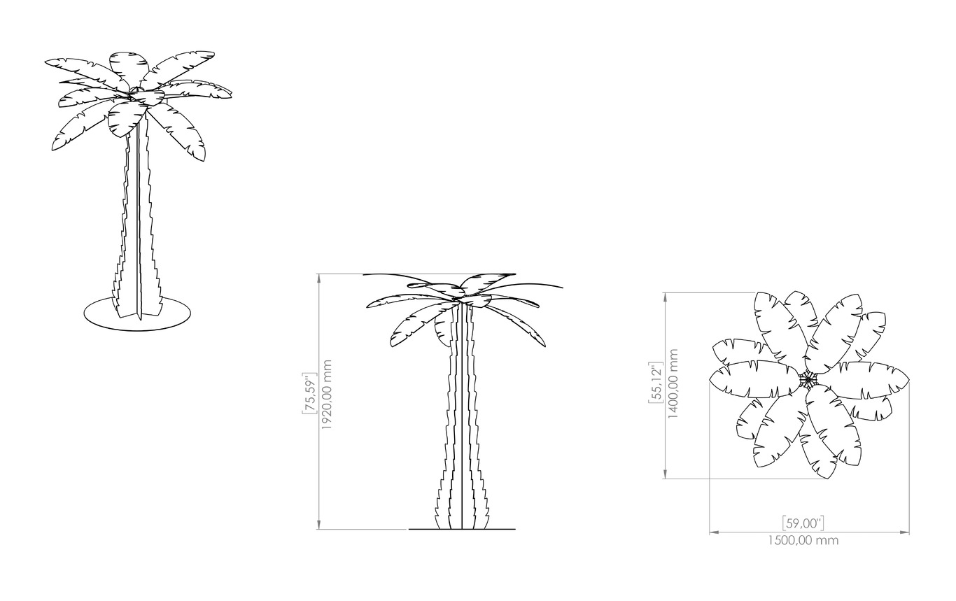 Palm 75" Garden Decor. DXF, SVG files for plasma, laser cutting. Home Backyard Decoration. Фото 11