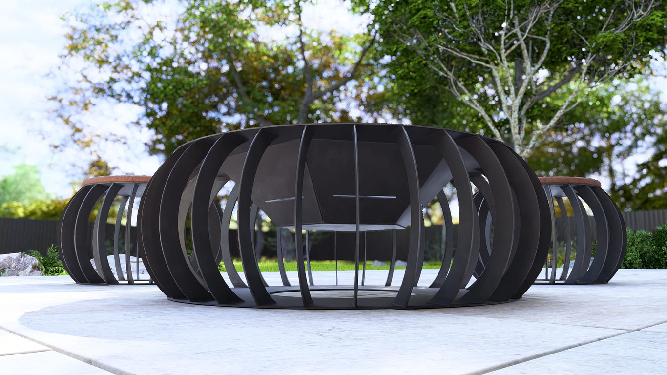 Round Fire Pit with Stools. DXF, SVG files for laser, plasma cutting. Фото 14