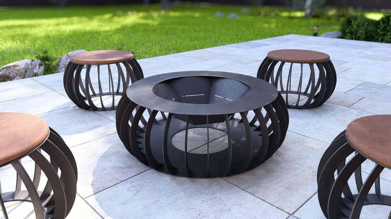 Round Fire Pit with Stools. DXF, SVG files for laser, plasma cutting. Фото 15