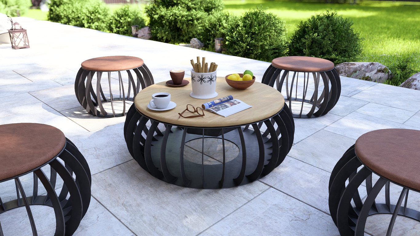 Round Fire Pit with Stools. DXF, SVG files for laser, plasma cutting. Фото 16