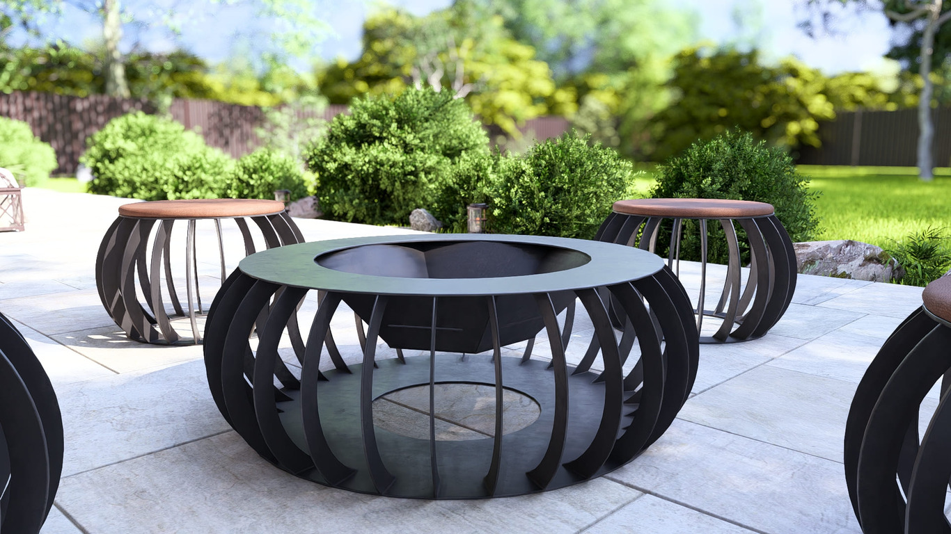 Round Fire Pit with Stools. DXF, SVG files for laser, plasma cutting. Фото 17