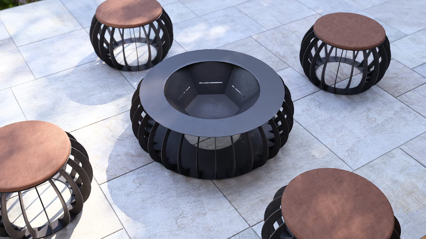 Round Fire Pit with Stools. DXF, SVG files for laser, plasma cutting. Фото 18