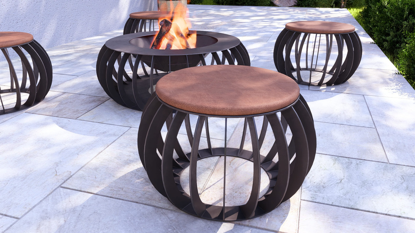Round Fire Pit with Stools. DXF, SVG files for laser, plasma cutting. Фото 5