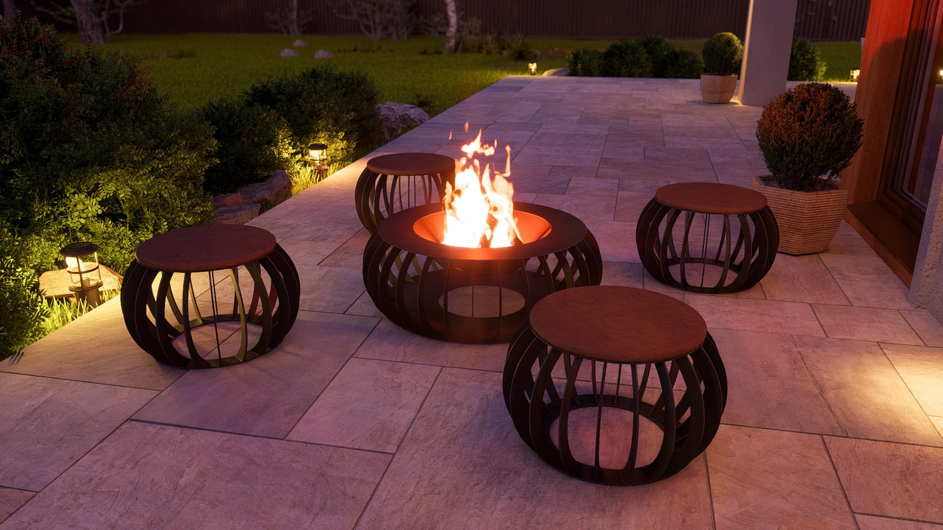 Round Fire Pit with Stools. DXF, SVG files for laser, plasma cutting. Фото 11