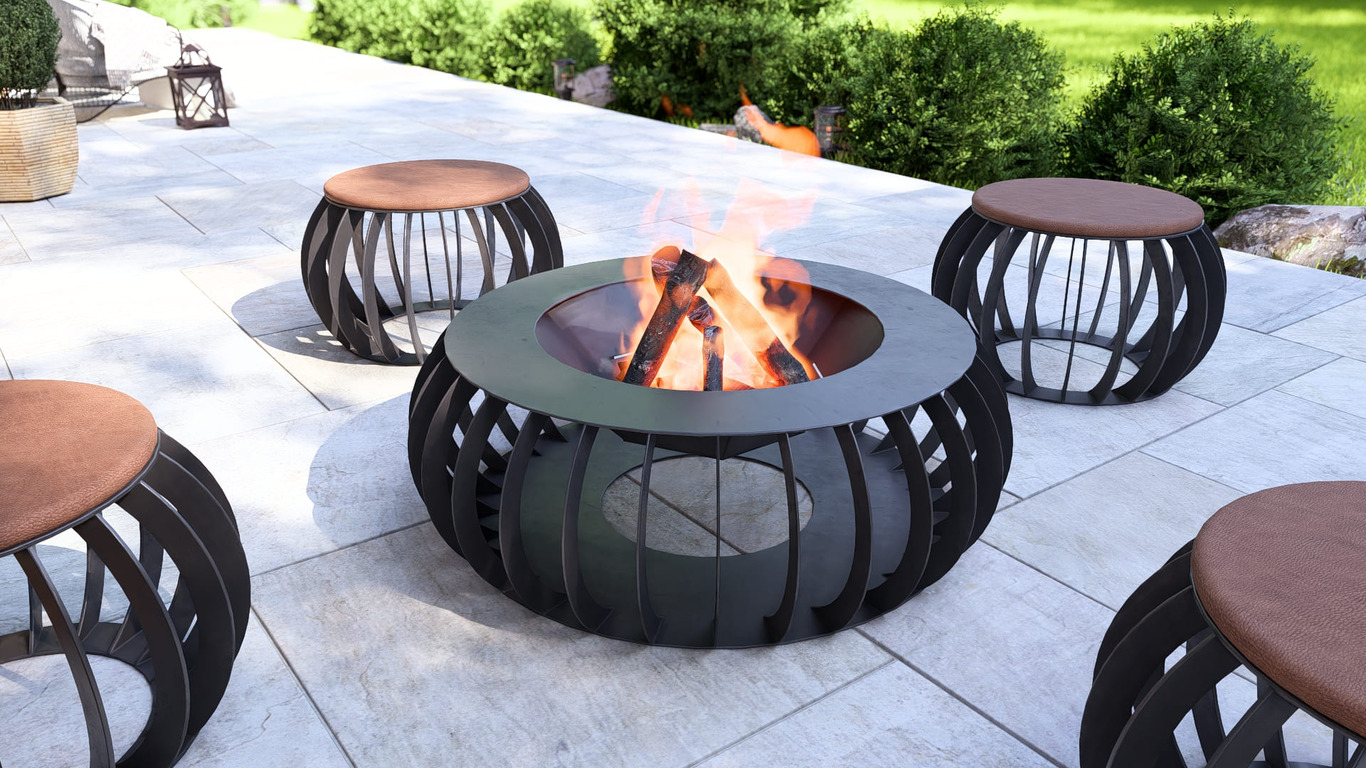 Round Fire Pit with Stools. DXF, SVG files for laser, plasma cutting. Фото 9
