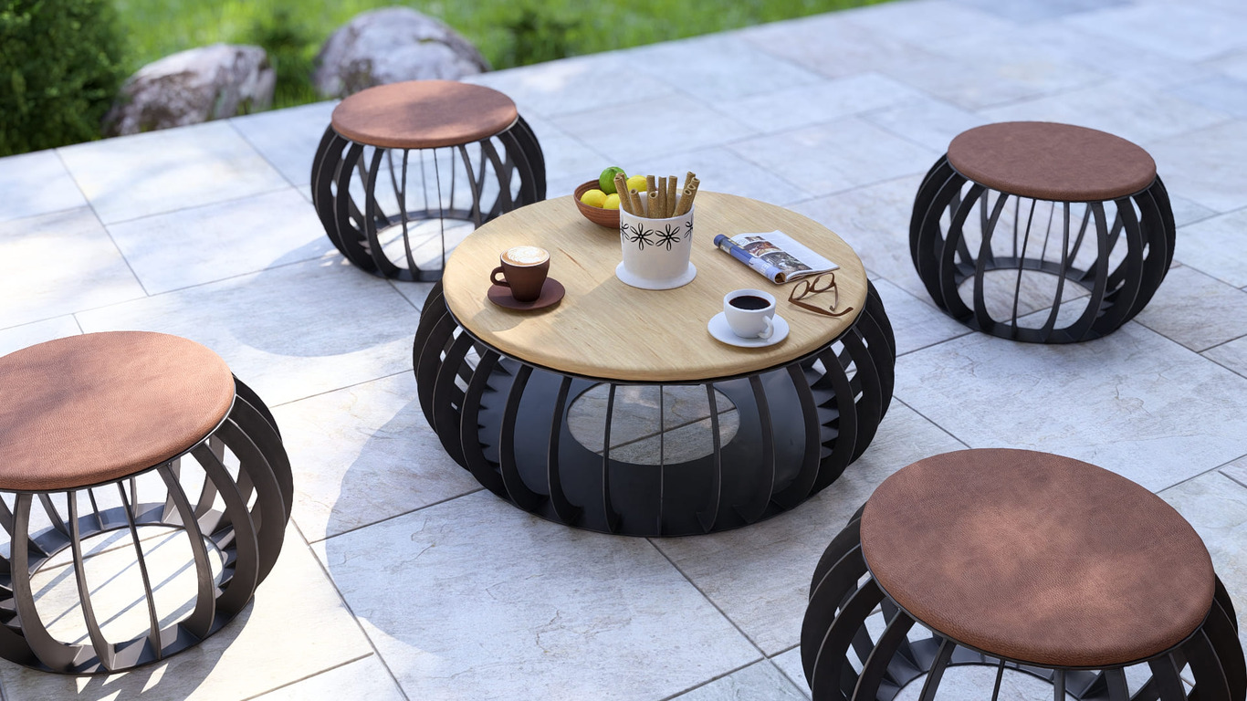 Round Fire Pit with Stools. DXF, SVG files for laser, plasma cutting. Фото 10