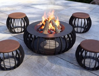 Round Fire Pit with Stools. DXF, SVG files for laser, plasma cutting