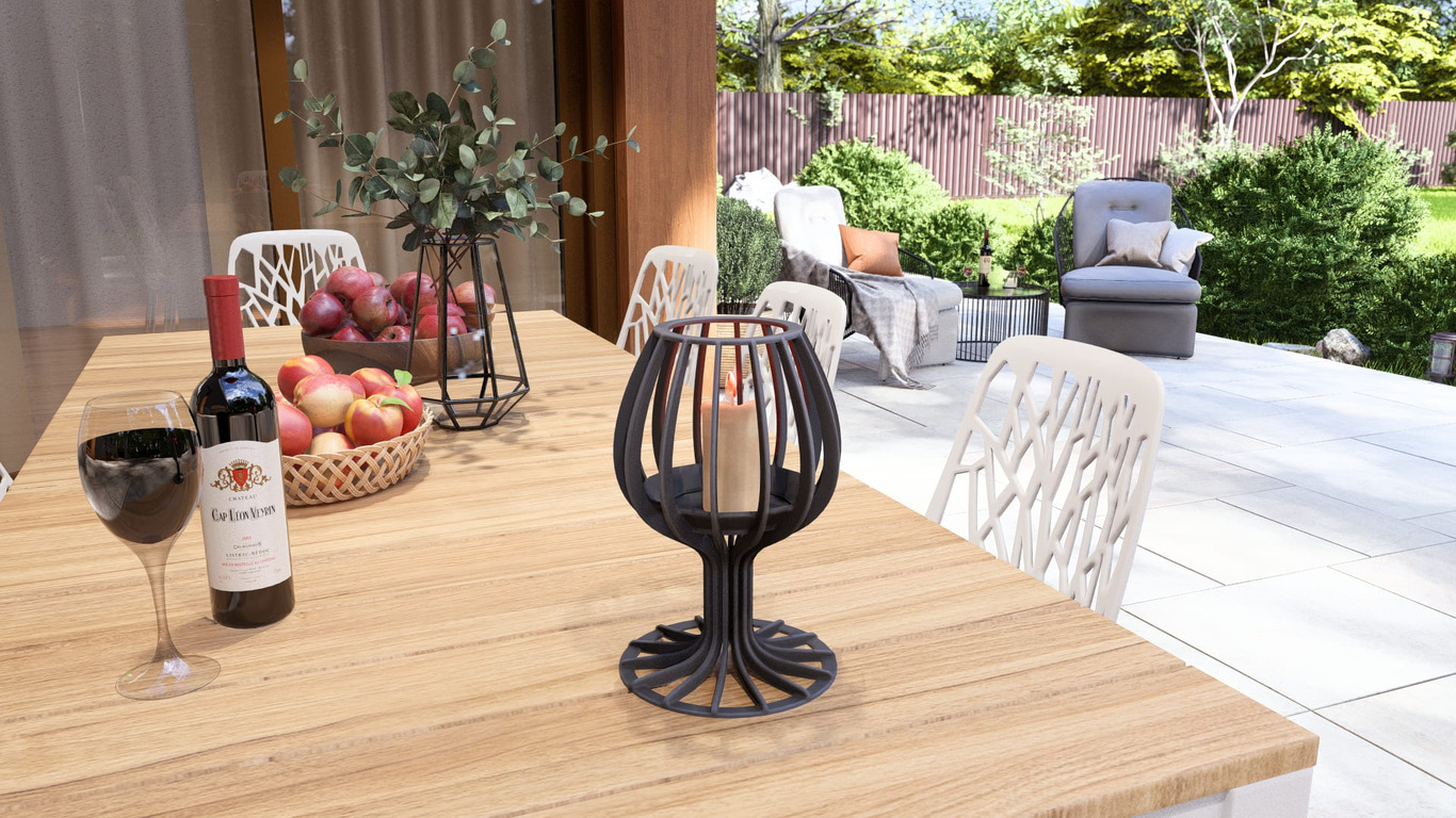 Wine glass Candle Holder. DXF, SVG files for plasma, laser cutting. Сandlestick. Фото 3
