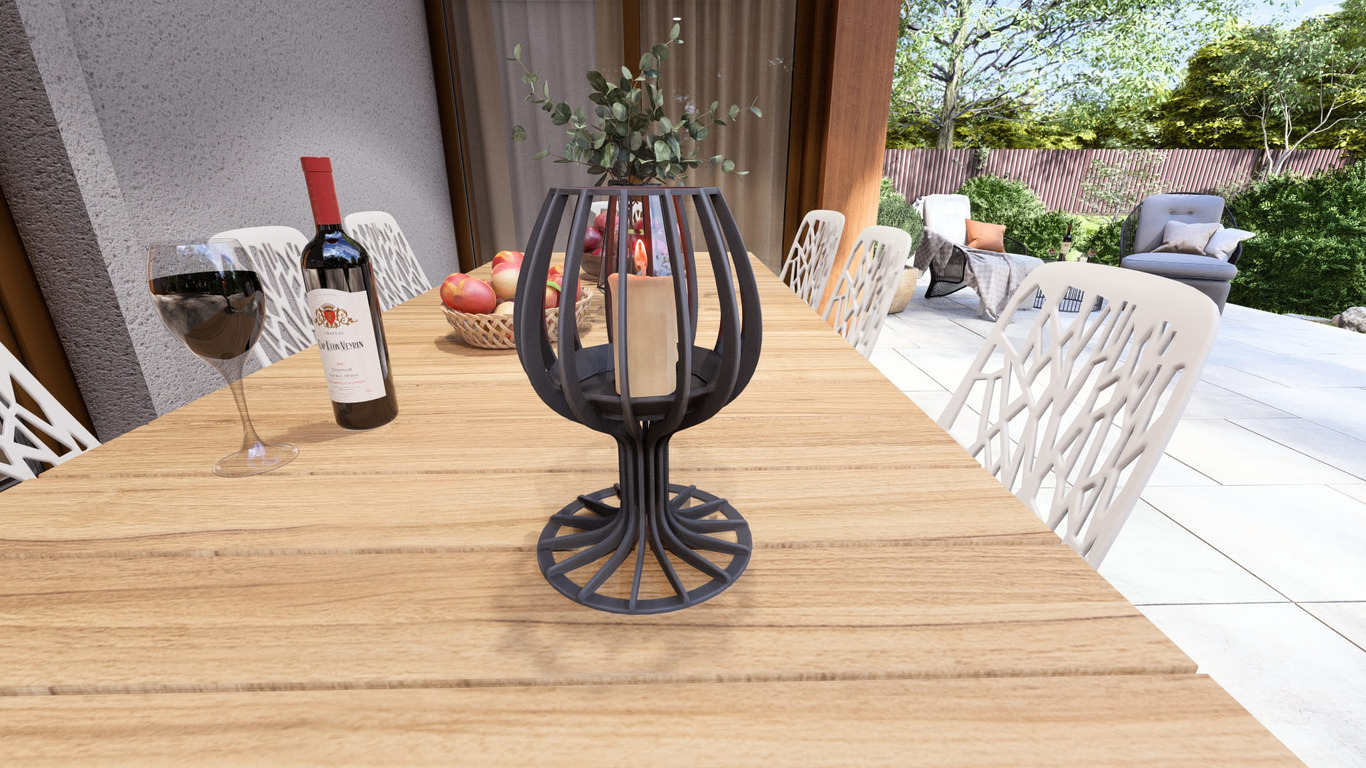 Wine glass Candle Holder. DXF, SVG files for plasma, laser cutting. Сandlestick. Фото 2