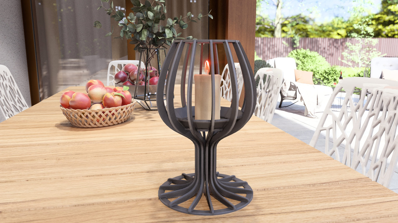 Wine glass Candle Holder. DXF, SVG files for plasma, laser cutting. Сandlestick. Фото 4