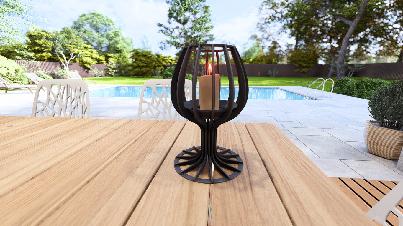 Wine glass Candle Holder. DXF, SVG files for plasma, laser cutting. Сandlestick. Фото 7