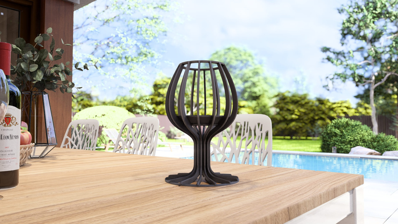 Wine glass Candle Holder. DXF, SVG files for plasma, laser cutting. Сandlestick. Фото 9
