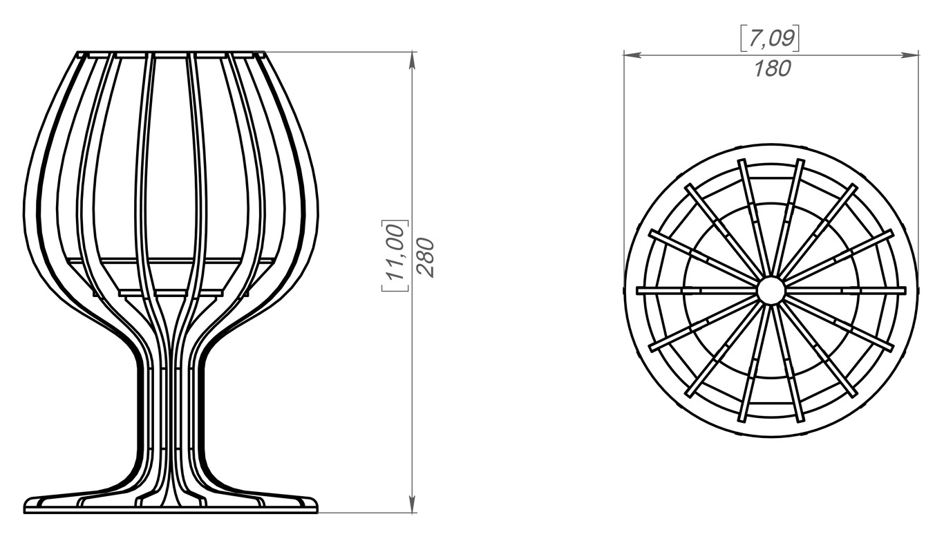 Wine glass Candle Holder. DXF, SVG files for plasma, laser cutting. Сandlestick. Фото 10