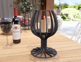 Wine glass Candle Holder. DXF, SVG files for plasma, laser cutting. Сandlestick