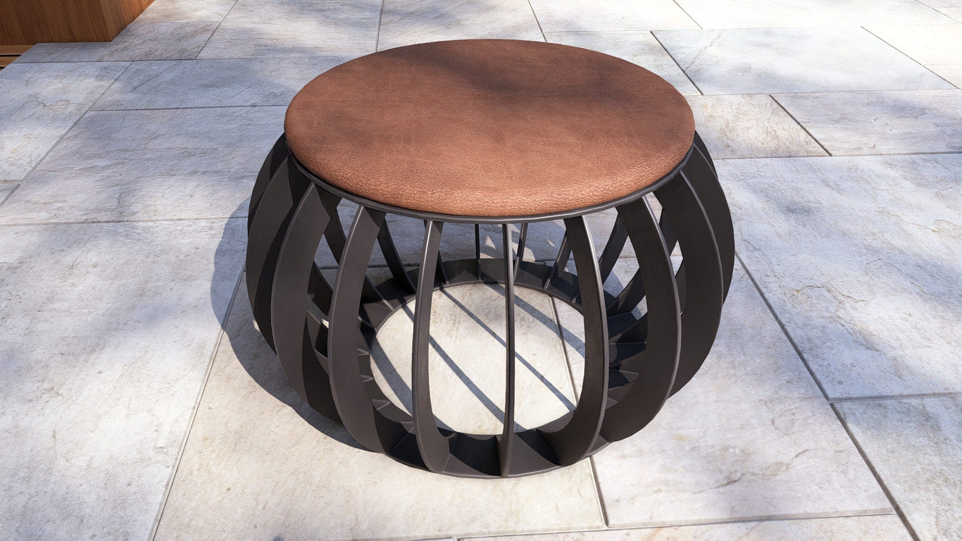 Round Stool. DXF, SVG files for laser, plasma cutting. Backyard Decoration