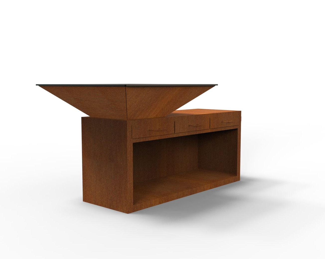 Square Fire Pit Grill V3 with Niche for Firewood and drawers. DXF files for plasma, laser cutting. Plancha BBQ. Фото 6