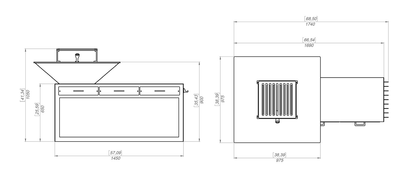 Square Fire Pit Grill V3 with Niche for Firewood and drawers. DXF files for plasma, laser cutting. Plancha BBQ. Фото 15