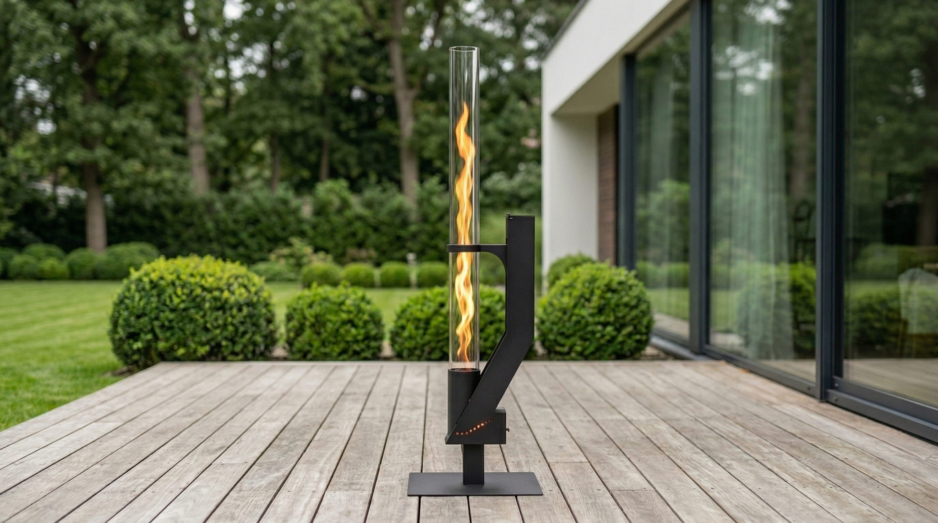 Wood Pellet Patio Heater. DXF files for laser, plasma cutting. Glass Tube Rocket Stove for Outdoor
