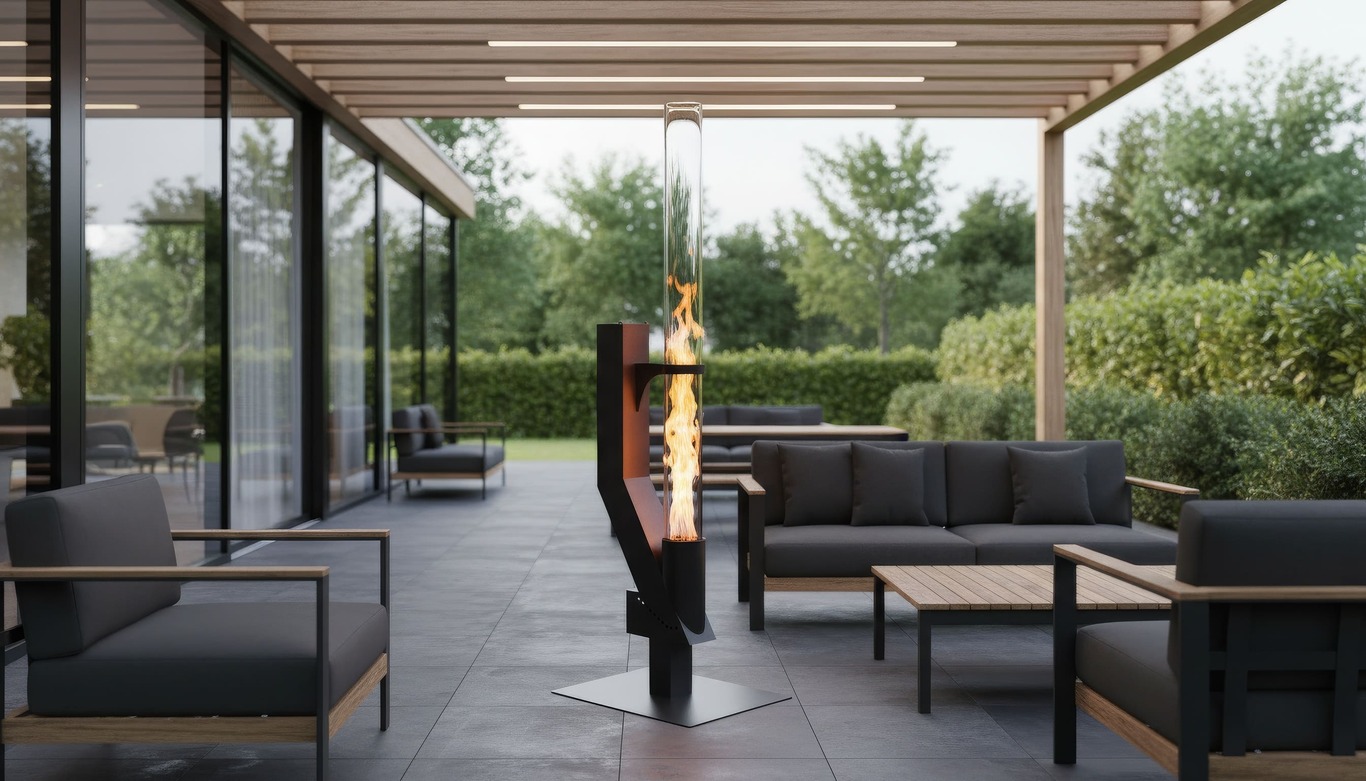 Wood Pellet Patio Heater. DXF files for laser, plasma cutting. Glass Tube Rocket Stove for Outdoor. Фото 4