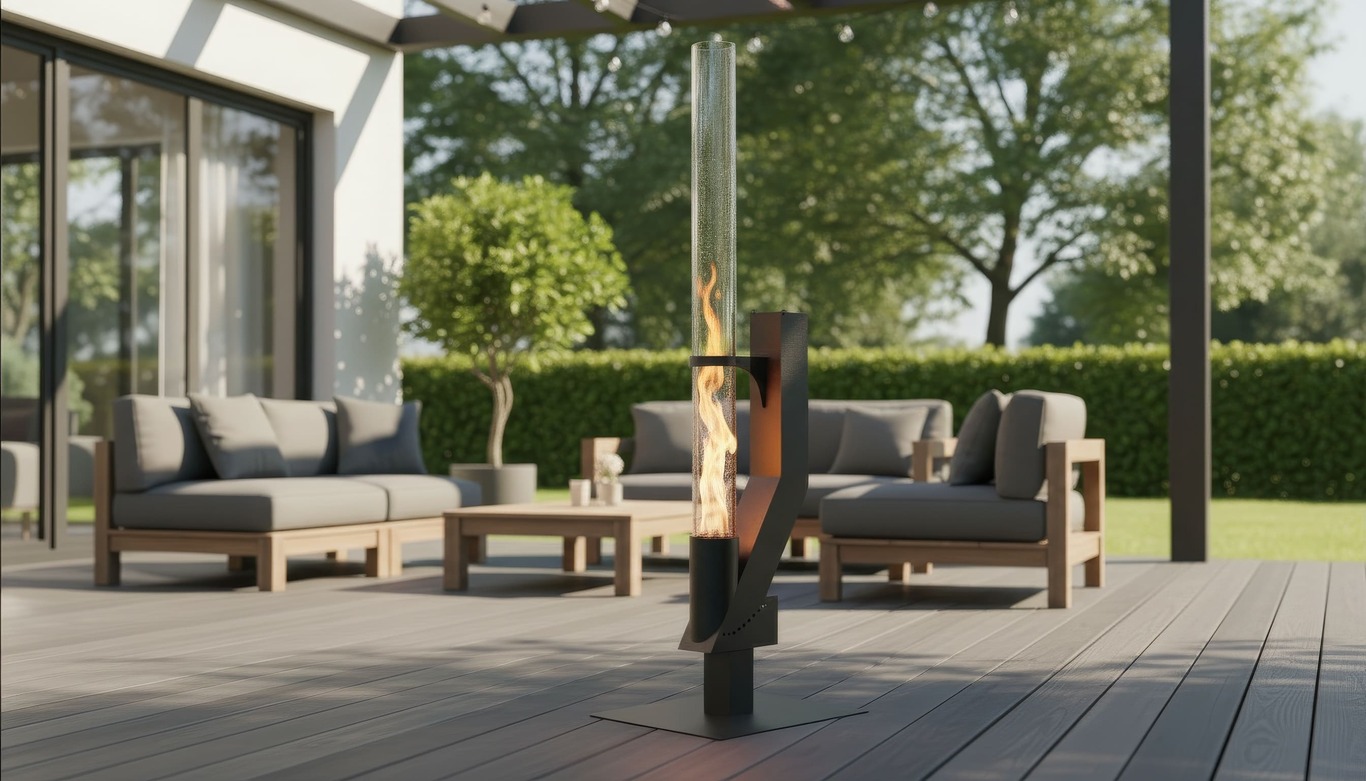 Wood Pellet Patio Heater. DXF files for laser, plasma cutting. Glass Tube Rocket Stove for Outdoor. Фото 5