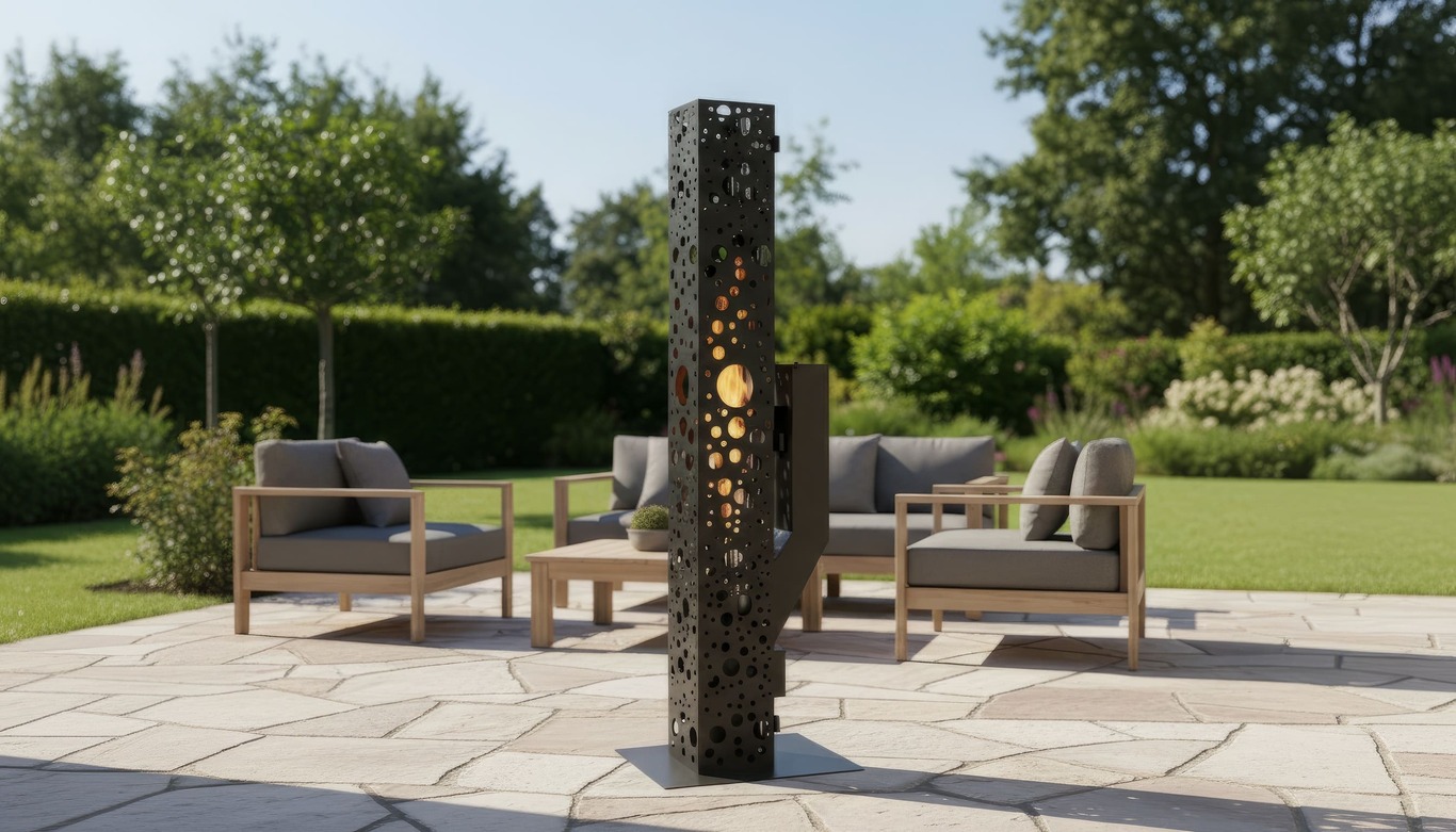 Bubbles Outdoor Pellet Torch. DXF files for laser, plasma cutting. Patio Heater with Glass Tube Flame. Фото 2