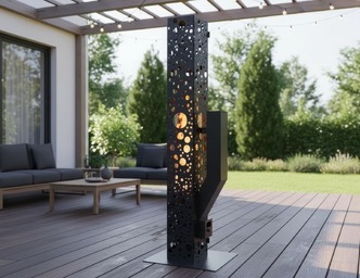 Bubbles Outdoor Pellet Torch. DXF files for laser, plasma cutting. Patio Heater with Glass Tube Flame