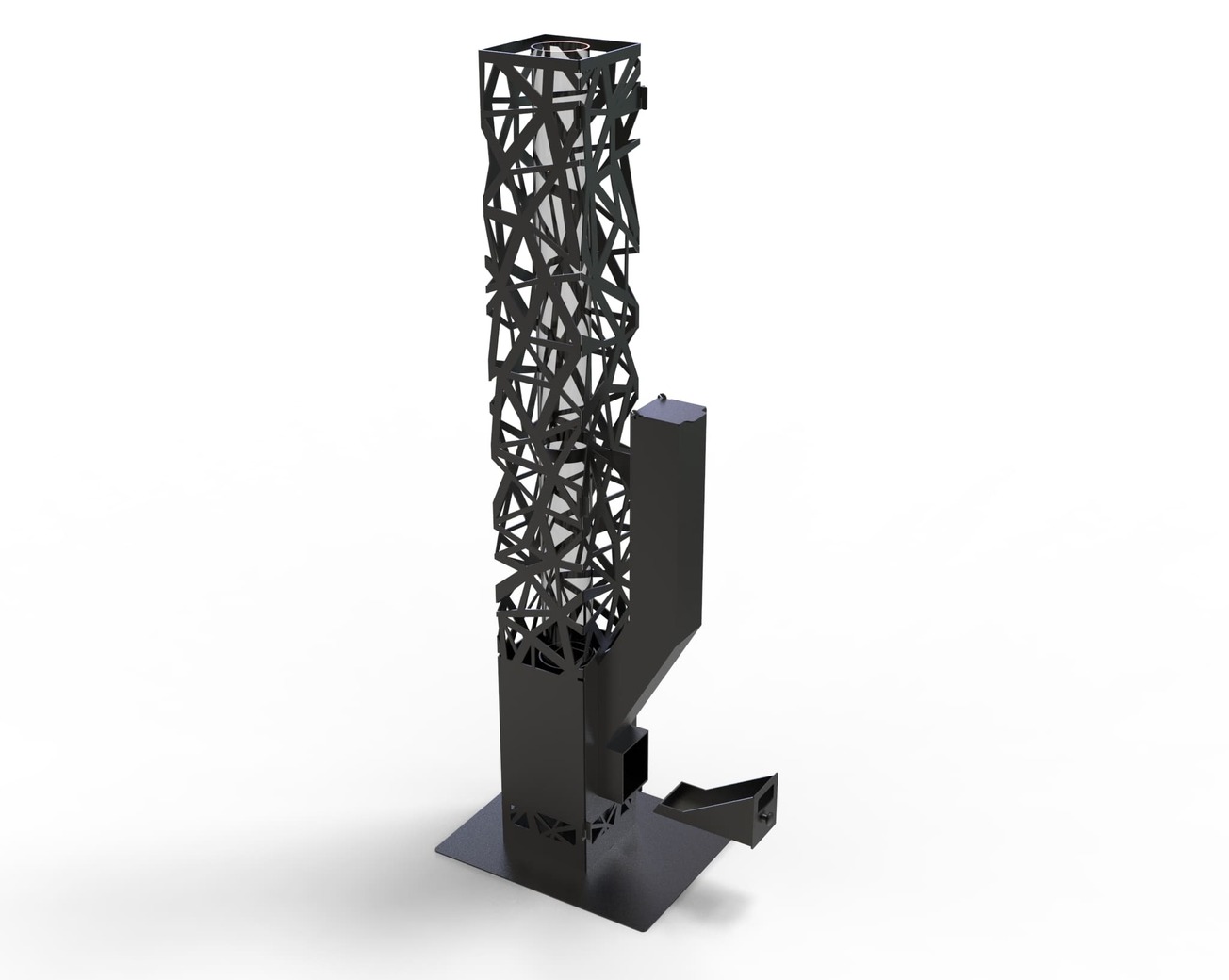 Abstraction Pellet Fire Tower. DXF files for laser, plasma cutting. Wood pellet patio heater for Garden. Фото 13