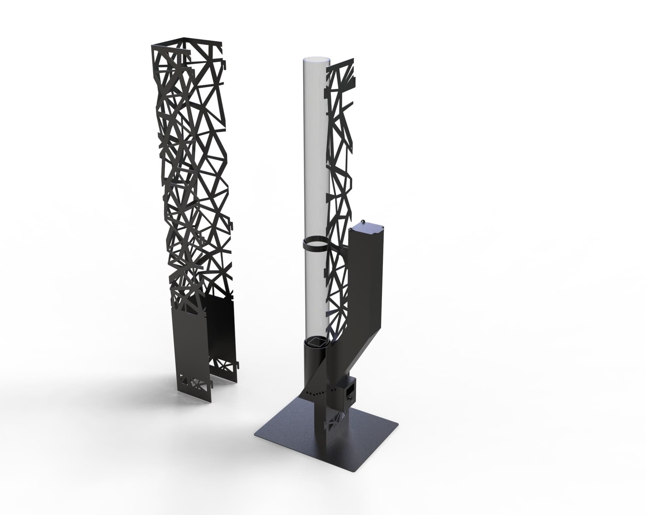 Abstraction Pellet Fire Tower. DXF files for laser, plasma cutting. Wood pellet patio heater for Garden. Фото 14