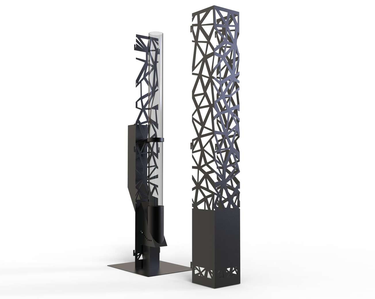 Abstraction Pellet Fire Tower. DXF files for laser, plasma cutting. Wood pellet patio heater for Garden. Фото 15