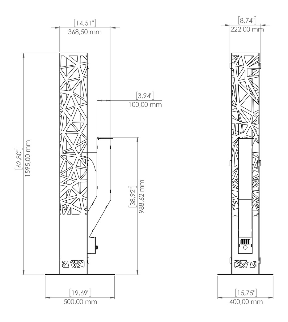 Abstraction Pellet Fire Tower. DXF files for laser, plasma cutting. Wood pellet patio heater for Garden. Фото 16